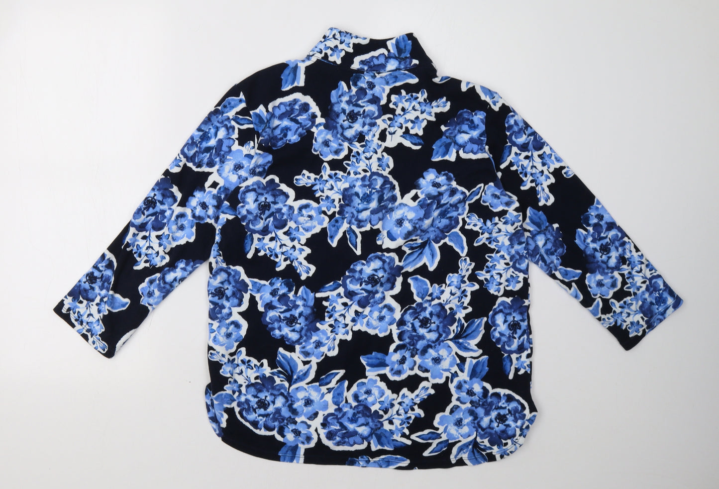 Jones New York Womens Blue Floral  Pullover Sweatshirt Size L