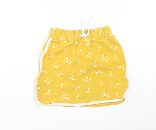 George Girls Yellow Floral  Straight & Pencil Skirt Size 6-7 Years