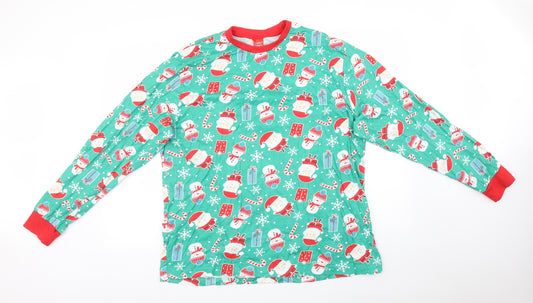 Preworn Mens Green Geometric   Pyjama Top Size XL  - CHRISTMAS
