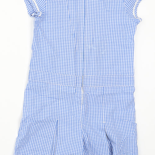 Matalan Girls Blue Check  Playsuit One-Piece Size 7 Years