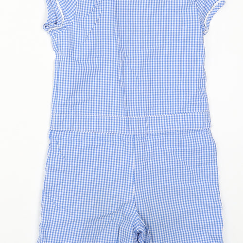 Matalan Girls Blue Check  Playsuit One-Piece Size 7 Years