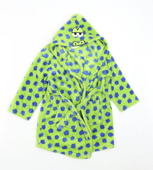 Billy & Millie Boys Green Animal Print Fleece  Gown Size 5-6 Years