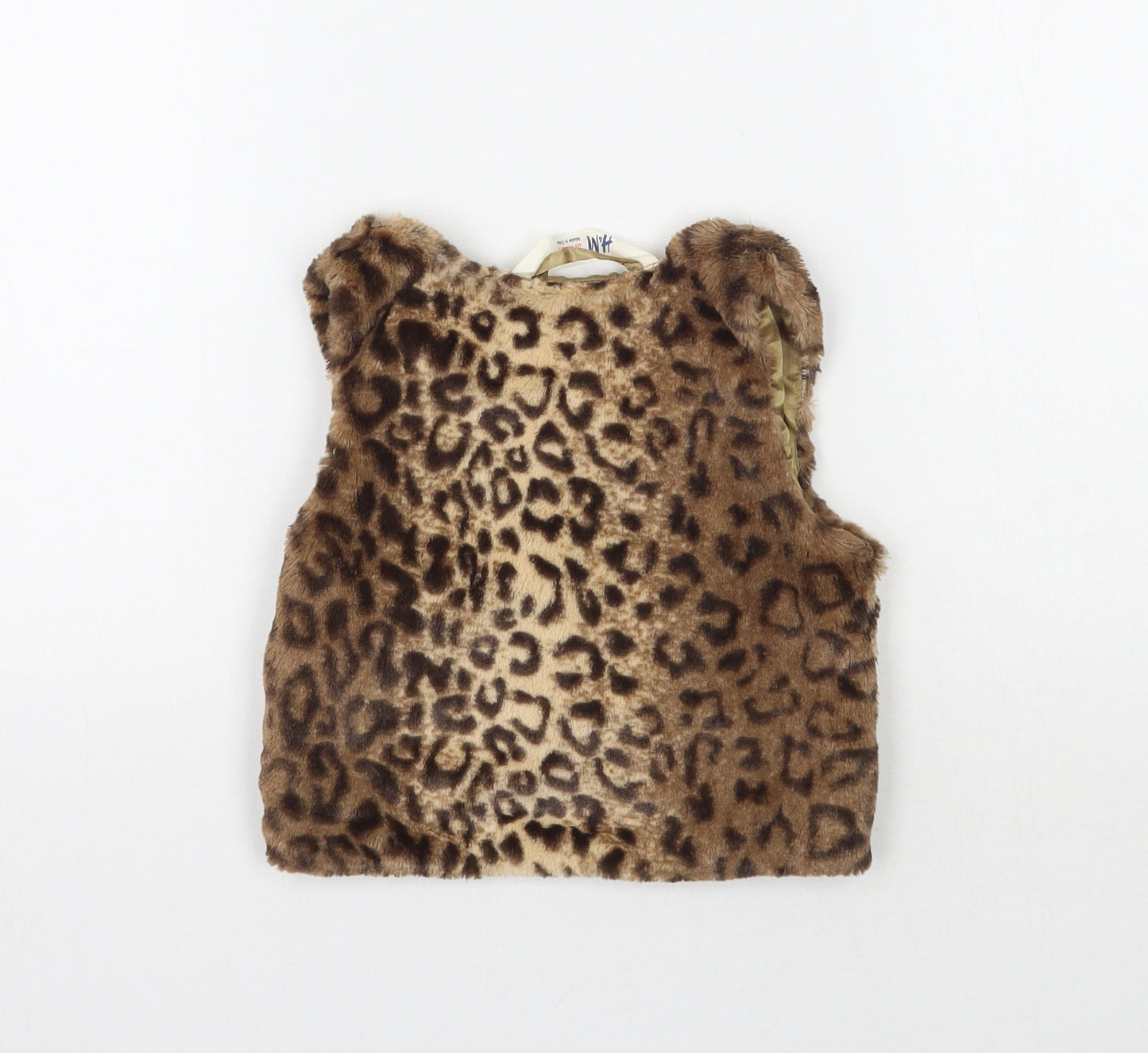 H&M Girls Brown Animal Print  Gilet Coat Size 2-3 Years