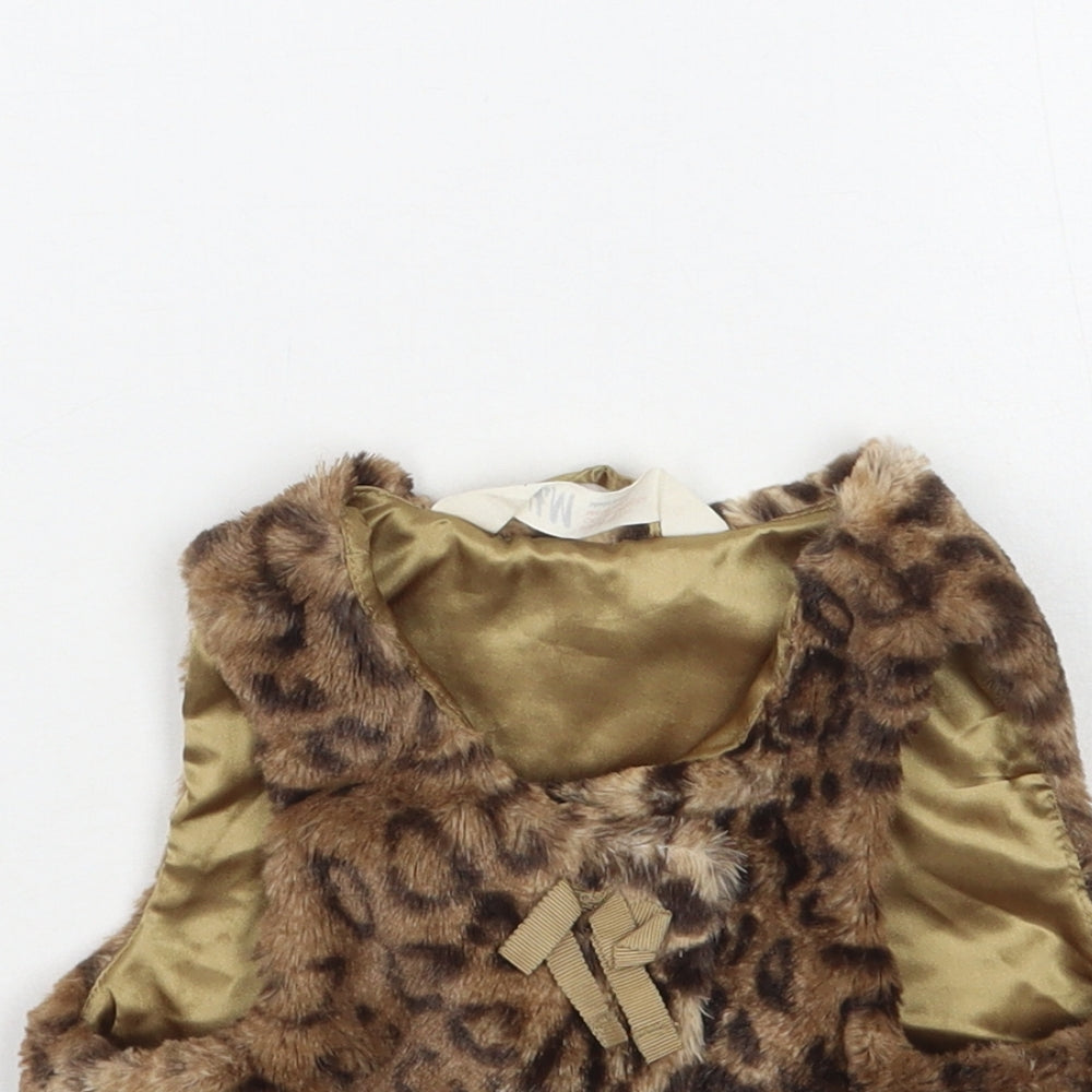 H&M Girls Brown Animal Print  Gilet Coat Size 2-3 Years