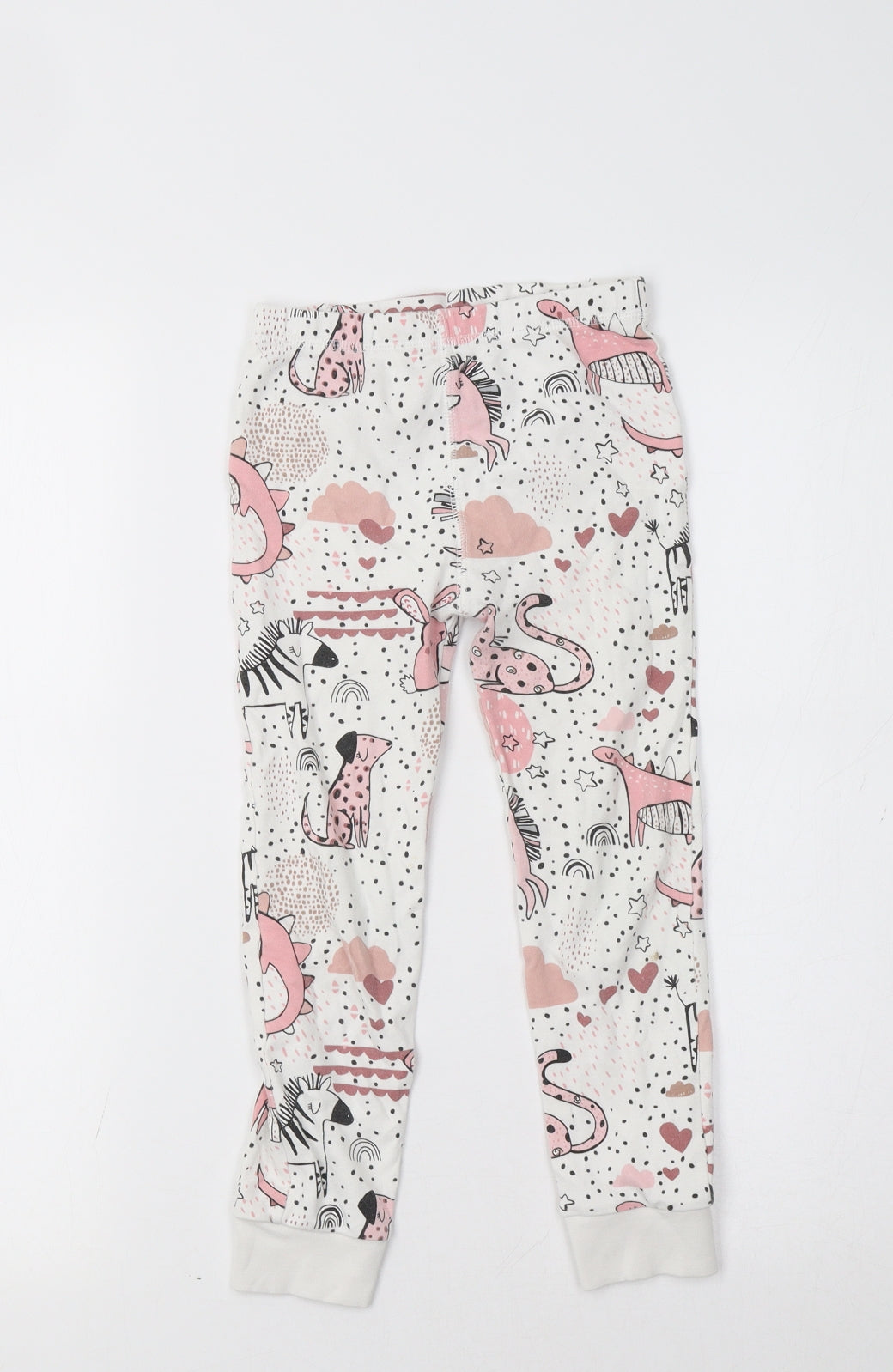 Primark Girls White Animal Print   Pyjama Pants Size 5-6 Years