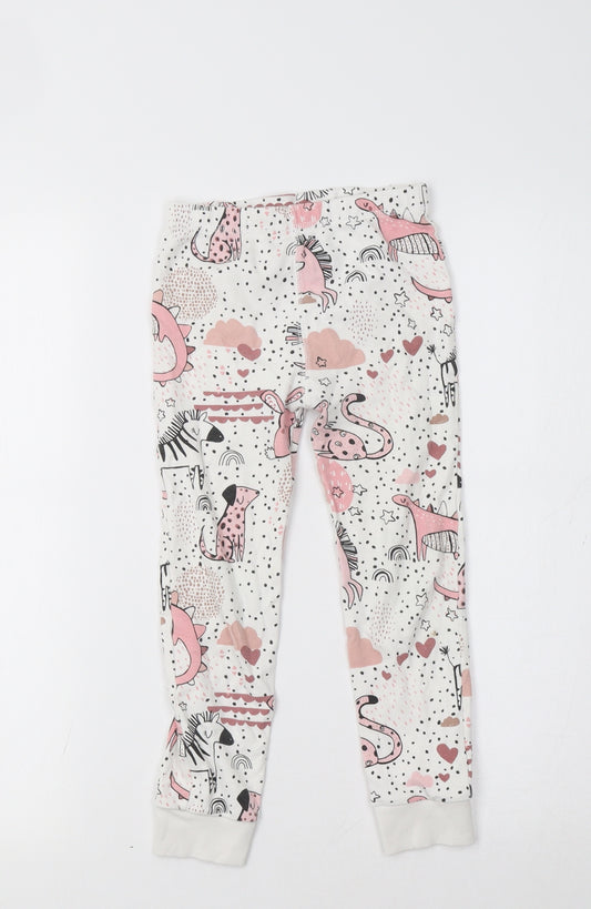 Primark Girls White Animal Print   Pyjama Pants Size 5-6 Years