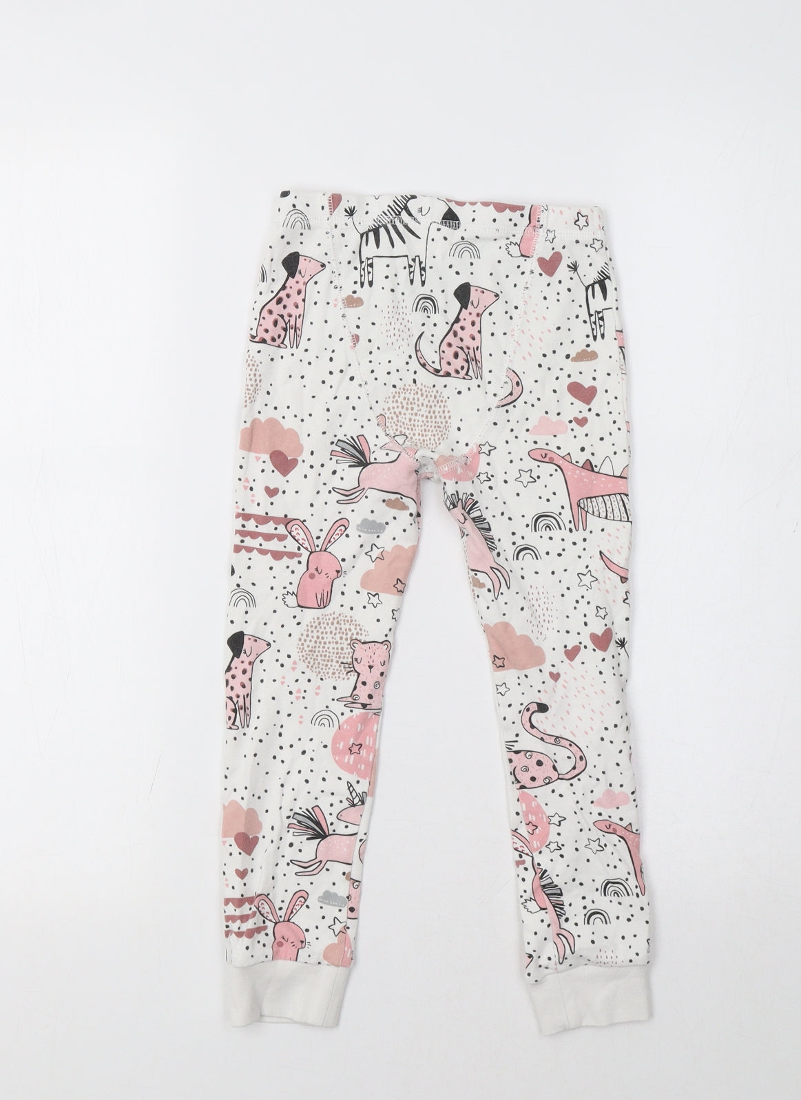 Primark Girls White Animal Print   Pyjama Pants Size 5-6 Years