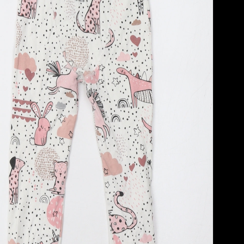 Primark Girls White Animal Print   Pyjama Pants Size 5-6 Years