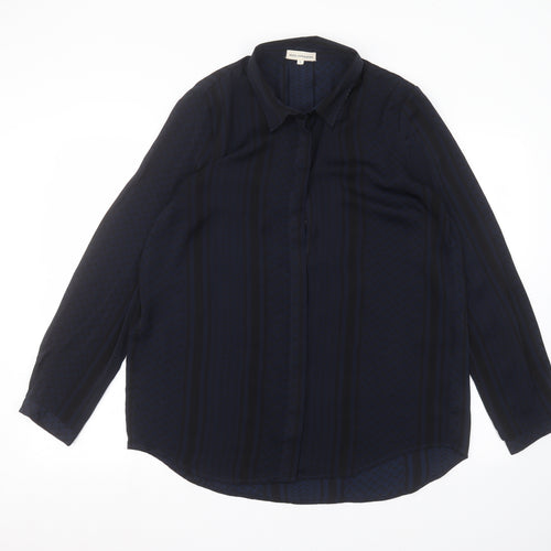 Moss Copenhagen Mens Blue Striped   Dress Shirt Size L