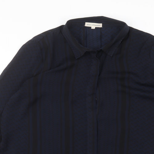 Moss Copenhagen Mens Blue Striped   Dress Shirt Size L