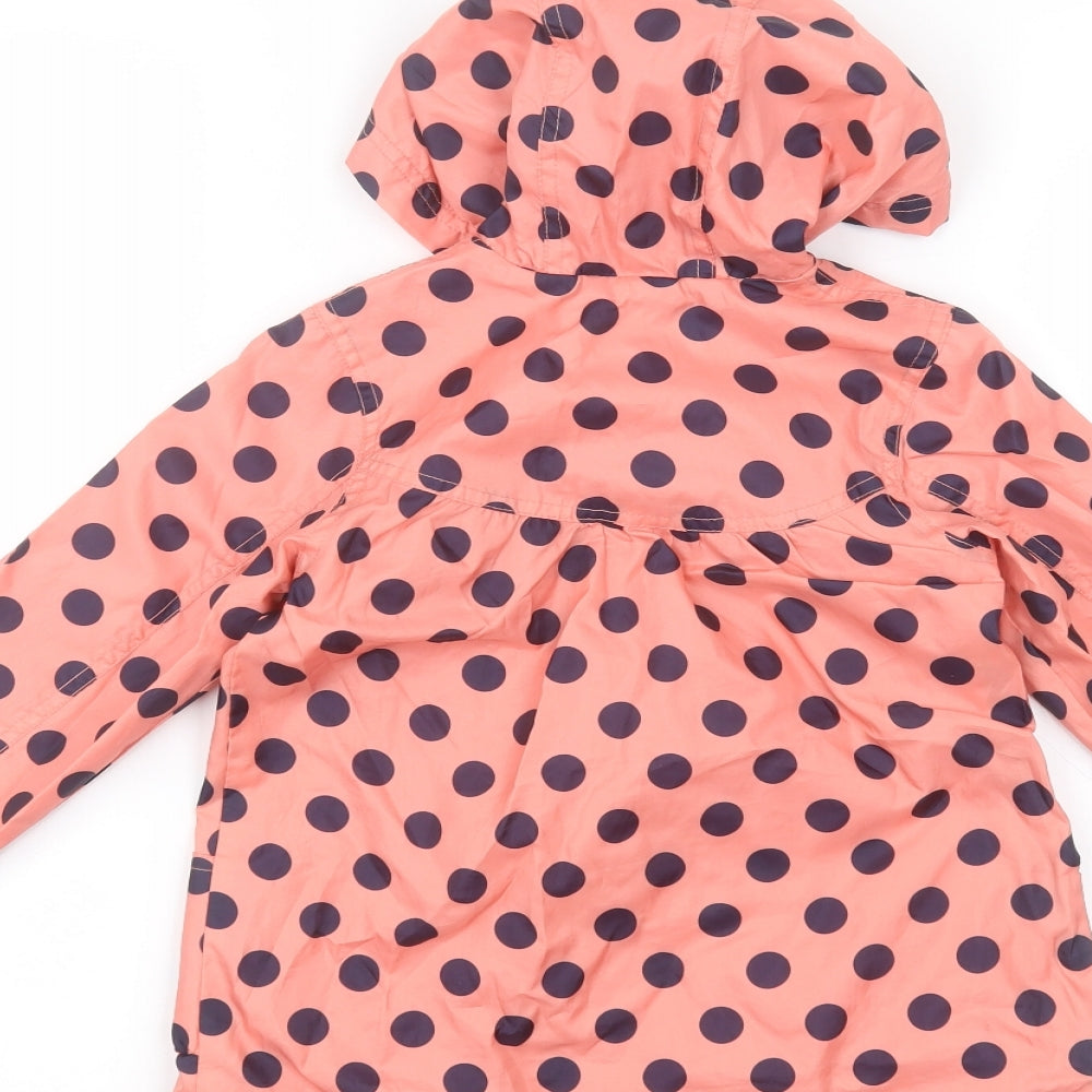 Mothercare Girls Pink Polka Dot  Parka Coat Size 2-3 Years