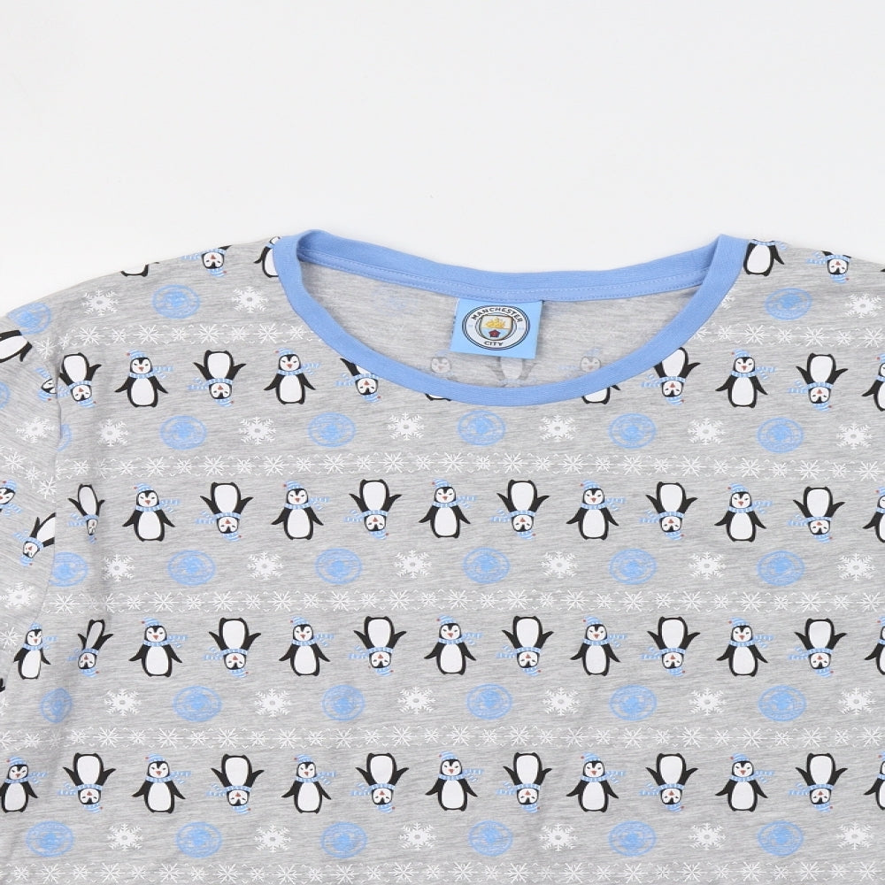 Manchester City FC Womens Grey Geometric  Top Pyjama Top Size XL  - Manchester City