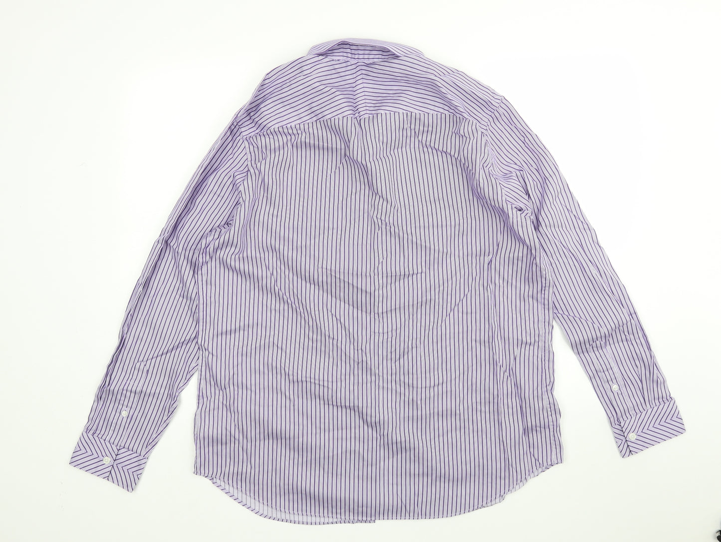 Jeff Banks Mens Purple Striped   Dress Shirt Size L