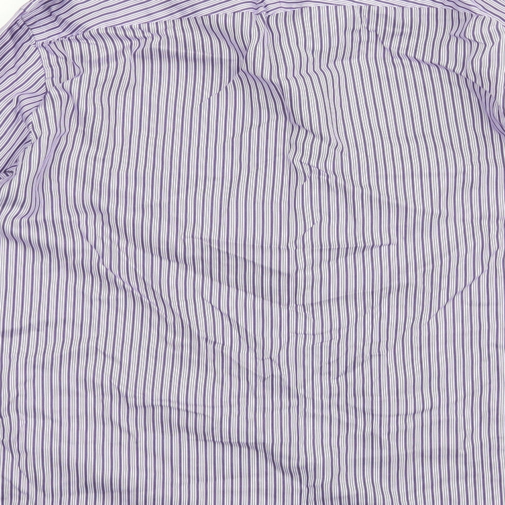 Jeff Banks Mens Purple Striped   Dress Shirt Size L
