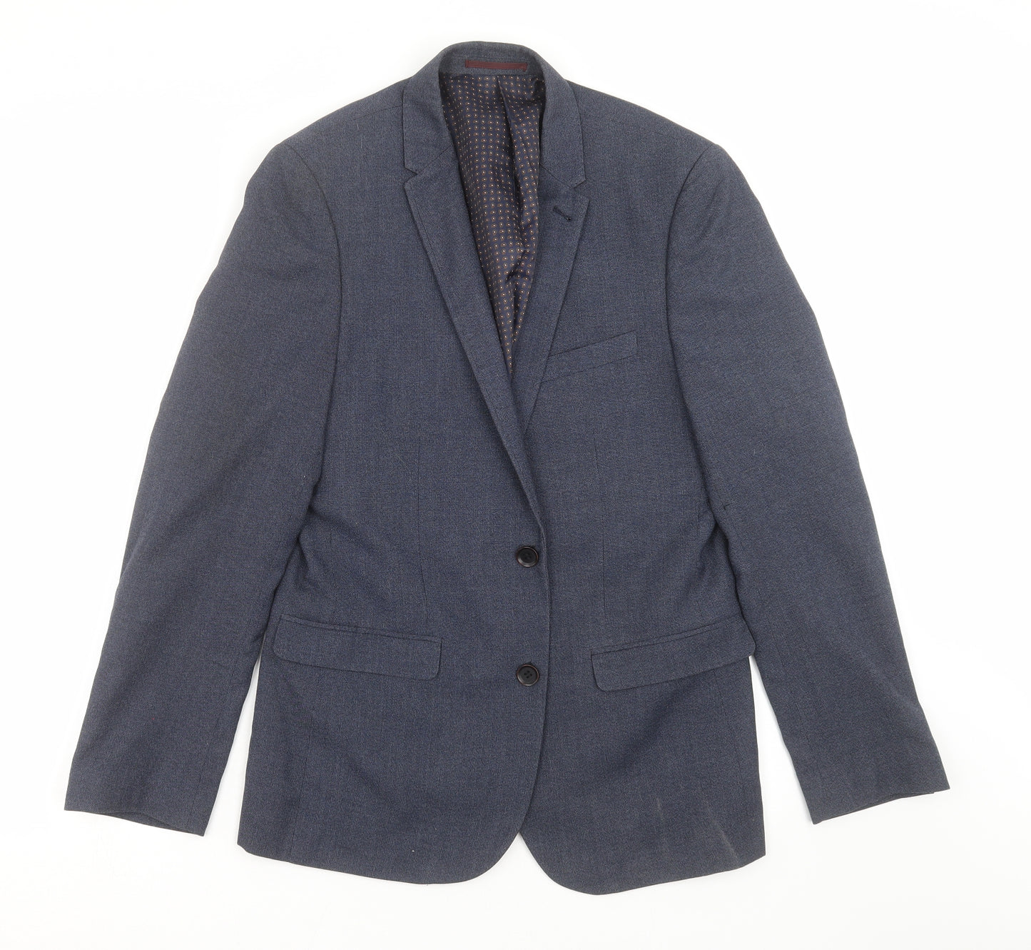 Harry Brown Mens Blue Geometric  Jacket Suit Jacket Size 38