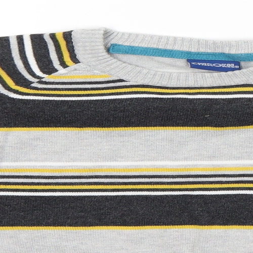 Cherokee Boys Grey Striped  Pullover Jumper Size 6-7 Years