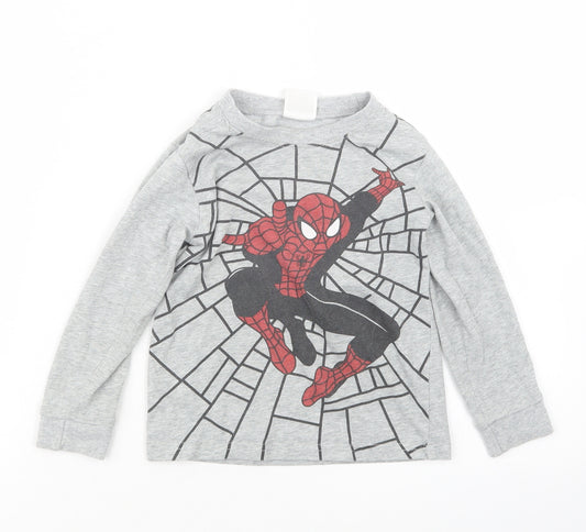 Preworn Boys Grey Geometric   Pyjama Top Size 4 Years  - Spider-Man