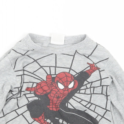 Preworn Boys Grey Geometric   Pyjama Top Size 4 Years  - Spider-Man
