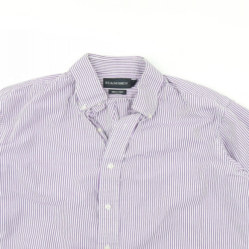 Hamden Mens Purple Striped   Dress Shirt Size 16