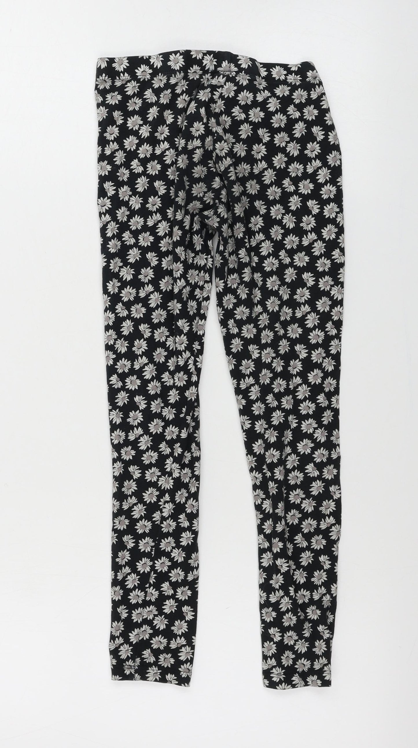 NEXT  Girls Black Floral  Sweatpants Trousers Size 10 Years