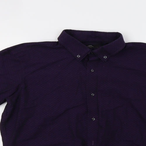 NEXT Mens Purple Geometric   Dress Shirt Size L