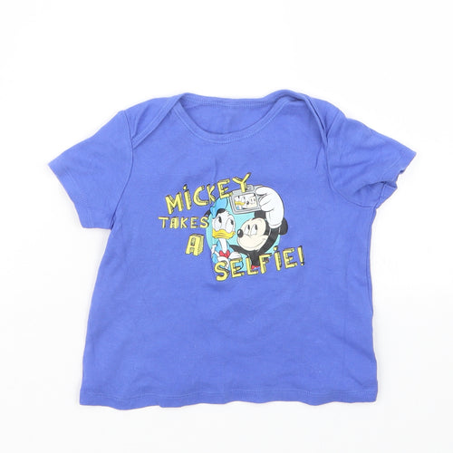 Disney Baby Boys Blue Geometric   Pyjama Top Size 2-3 Years  - Mickey Mouse