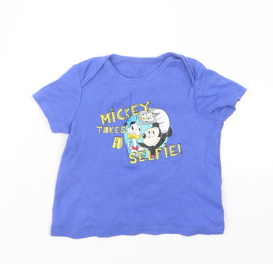 Disney Baby Boys Blue Geometric   Pyjama Top Size 2-3 Years  - Mickey Mouse