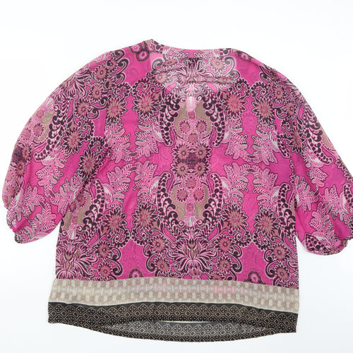Style&co. Womens Pink Geometric  Basic Blouse Size XL