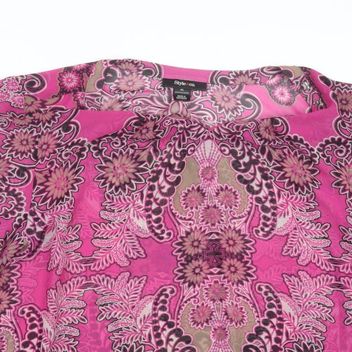 Style&co. Womens Pink Geometric  Basic Blouse Size XL
