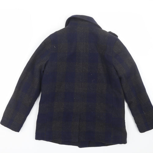 M&S Girls Blue Plaid  Track Jacket Coat Size 9-10 Years