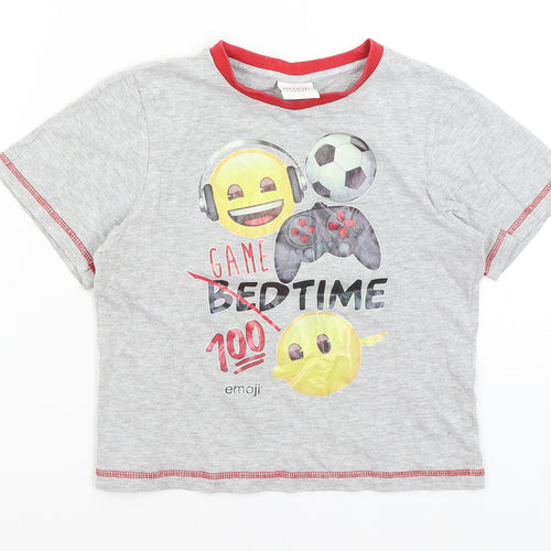 Emoji Boys Grey   Basic T-Shirt Size 8-9 Years  - Game Time