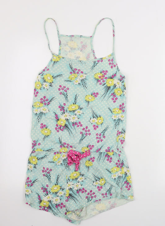 George  Girls Green Floral  Jumpsuit One-Piece Size 10 Years