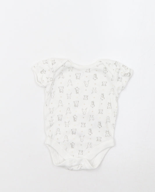 George Baby White Geometric  Romper One-Piece Size 0-3 Months  - Bear Print