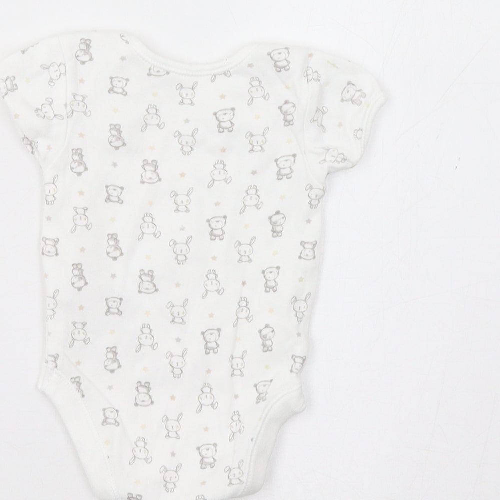 George Baby White Geometric  Romper One-Piece Size 0-3 Months  - Bear Print