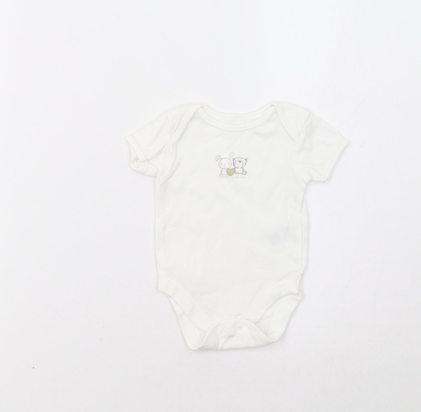 George Baby White   Romper One-Piece Size 0-3 Months  - Bunny & Bear