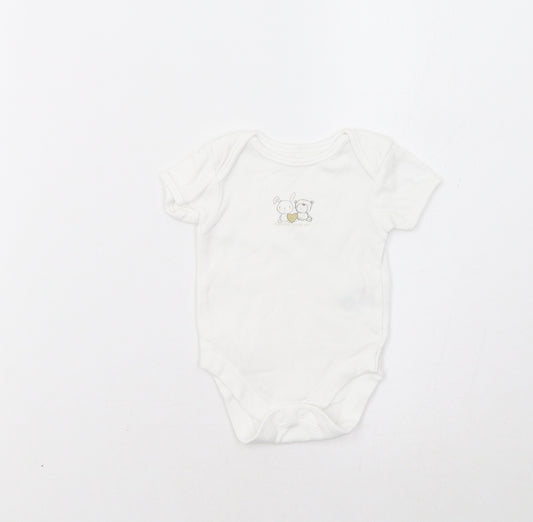 George Baby White   Romper One-Piece Size 0-3 Months  - Bunny & Bear