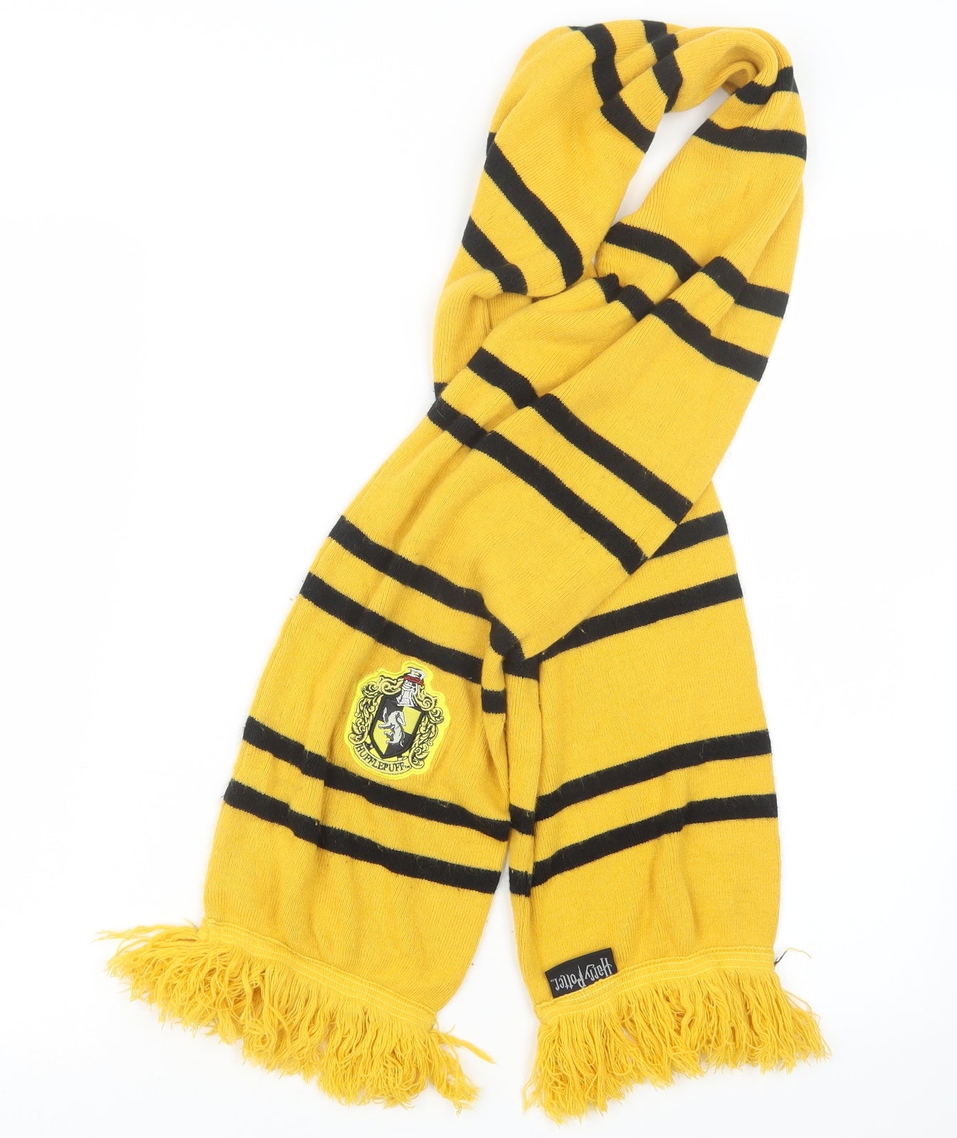 Harry Potter Mens Yellow Striped Knit Scarf  One Size  - Harry Potter