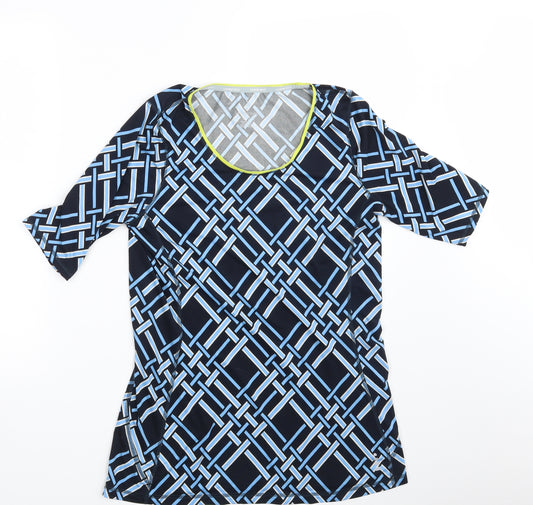Land's End Womens Blue Geometric  Basic T-Shirt Size 8