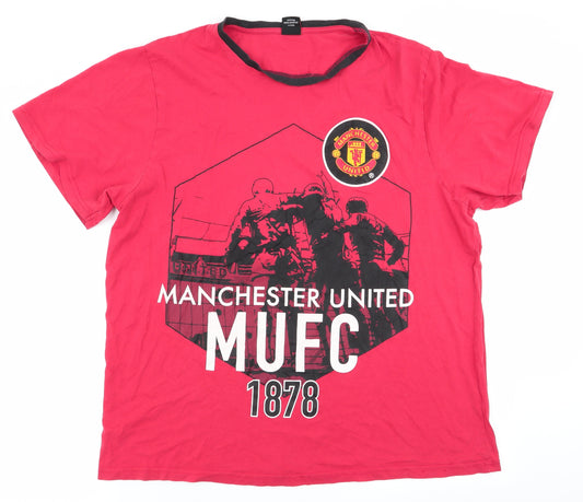 Manchester United Mens Red Geometric   Pyjama Top Size XL