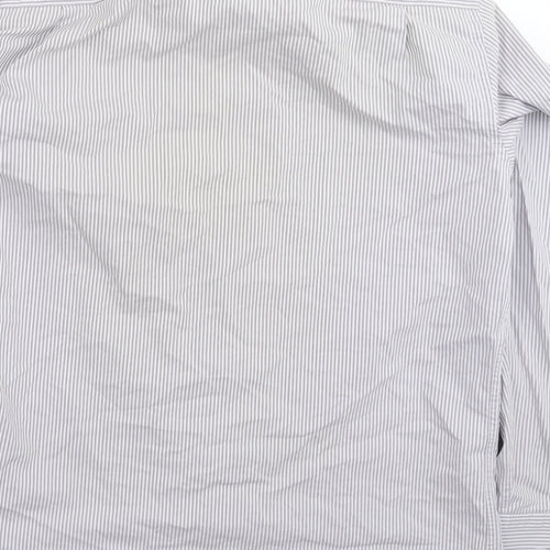 Slaters Mens Grey Striped   Dress Shirt Size 16