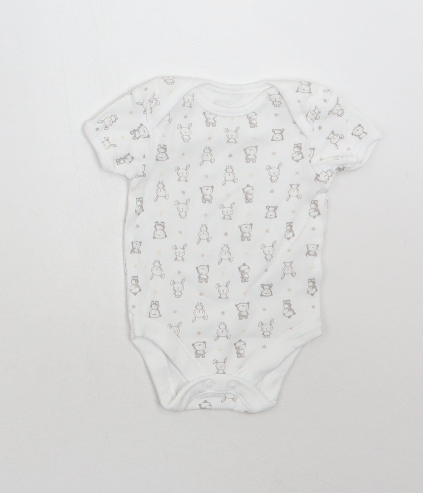 George Baby White Geometric  Babygrow One-Piece Size Newborn