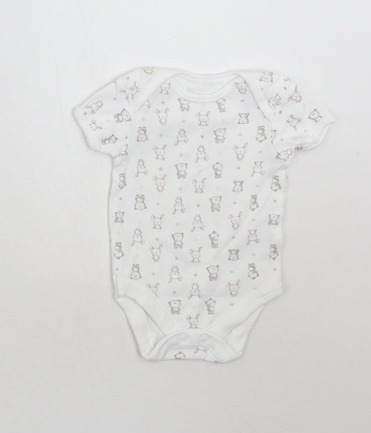 George Baby White Geometric  Babygrow One-Piece Size Newborn