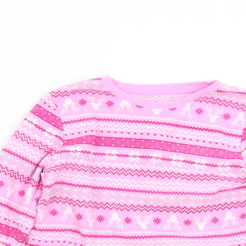 F&F Girls Pink Fair Isle  Top Pyjama Top Size 7-8 Years