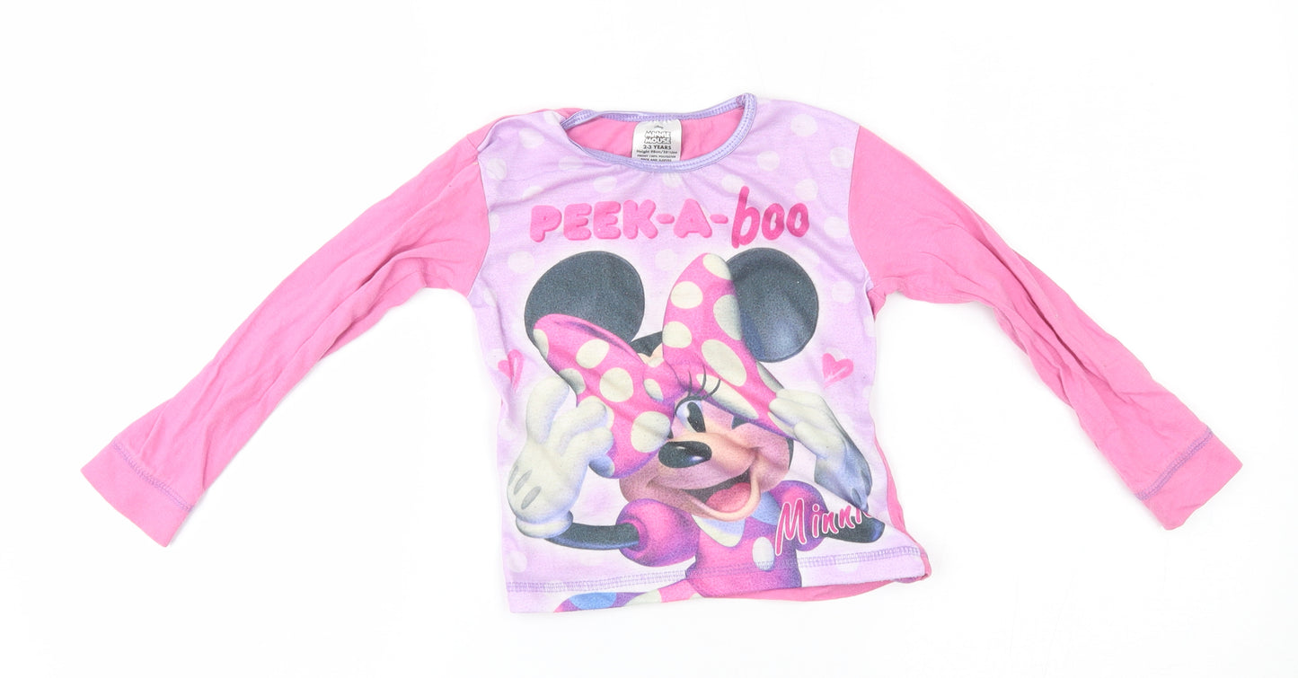 Disney Girls Pink    Pyjama Top Size 2-3 Years  - minnie mouse
