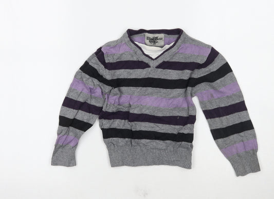Blue base Boys Grey Striped  Pullover Jumper Size 2 Years