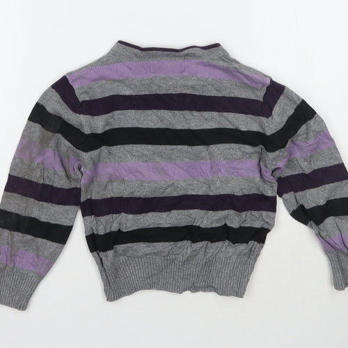 Blue base Boys Grey Striped  Pullover Jumper Size 2 Years
