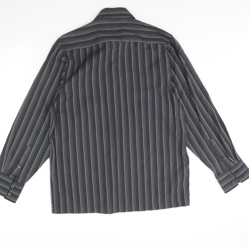 Ben Smith Mens Grey Striped   Dress Shirt Size M