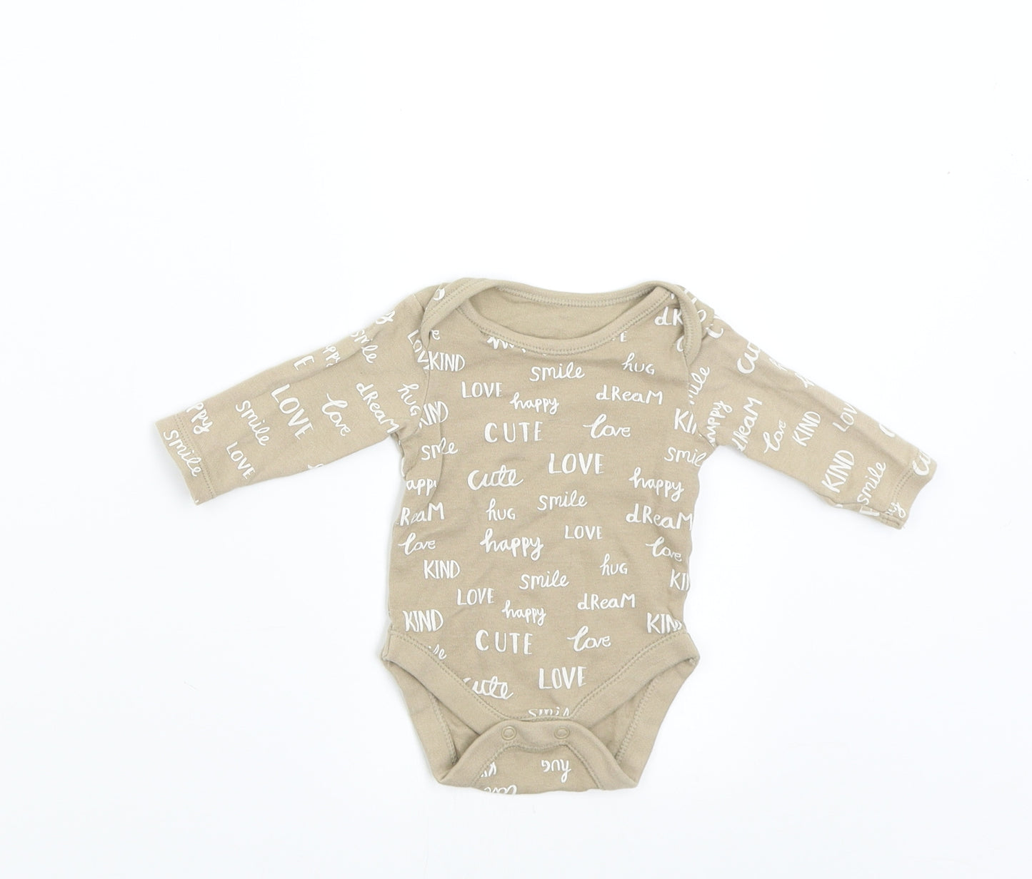 George Baby Brown   Babygrow One-Piece Size 0-3 Months  - Cute Love Smile