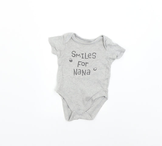 George Baby Grey   Babygrow One-Piece Size 0-3 Months  - Smiles for Nana