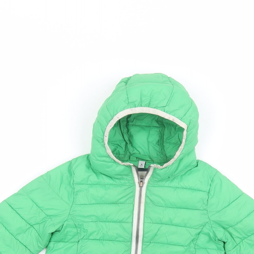 Preworn Boys Green   Puffer Jacket Coat Size 9 Years